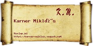Karner Miklós névjegykártya